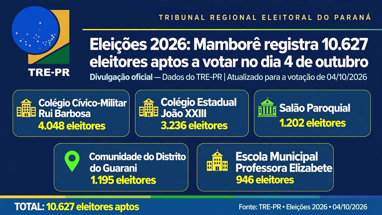 Mamborê tem 10.627 eleitores aptos para as Eleições 2026